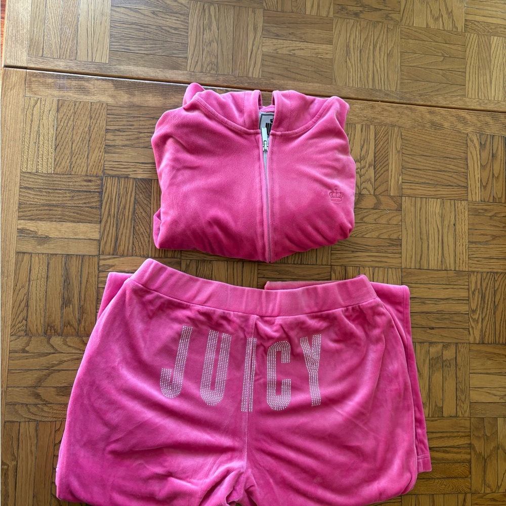 Juicy Couture Fuchsia Velour Hoodie and Pant Set